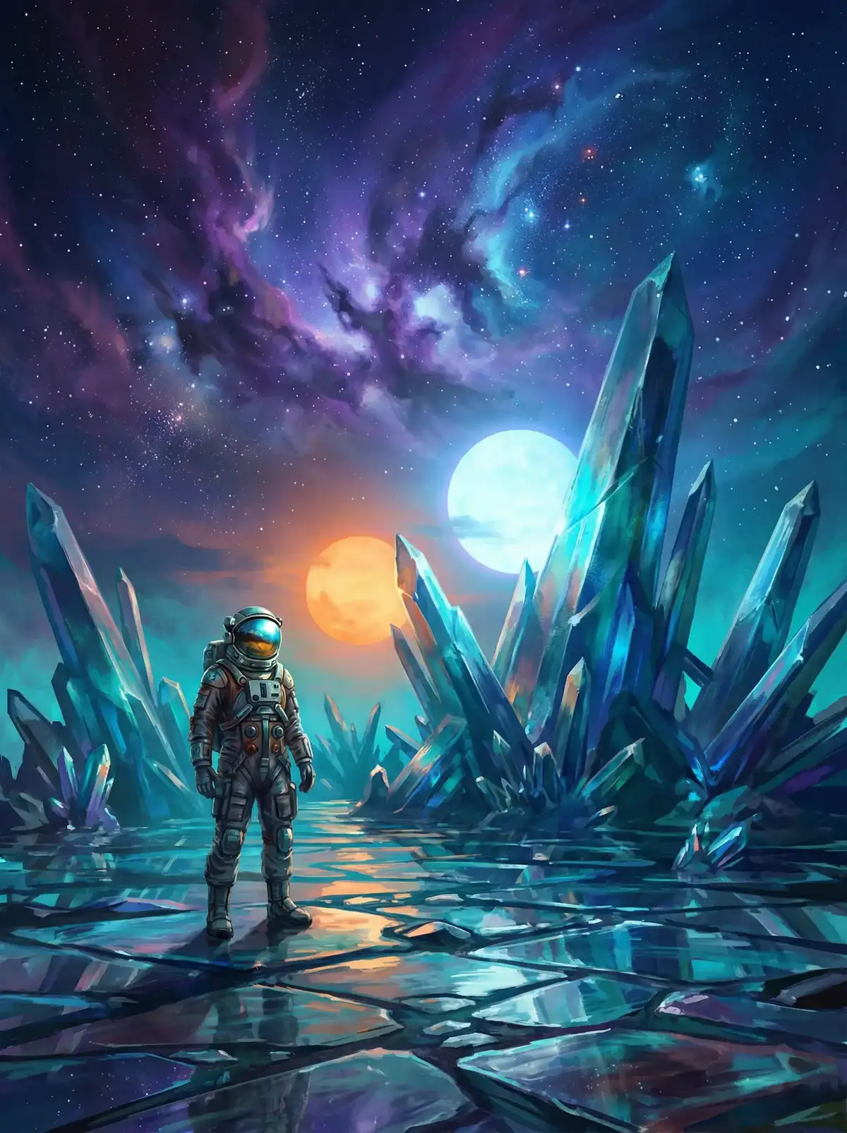 四虎视频 - 异星探索者在结晶星球表面行走